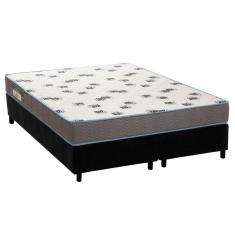 Cama Box King: Colchão Espuma D33 Ortobom Light Saúde + Base CRC Suede Black(186x198)
