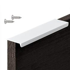 BOOLSFMAM Pacote com 6 puxadores de gaveta de móveis com bordas de dedo, branco brilhante, puxadores ocultos para gaveta de cozinha