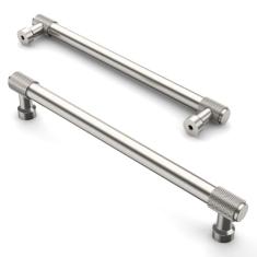 Asidrama Pacote com 10 puxadores de armário de níquel acetinado escovado de 160 mm puxadores de armário serrilhados puxadores de armário de cozinha para puxadores de gaveta de armário