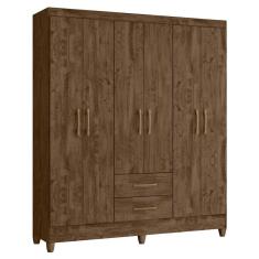 Guarda Roupa Casal 6 Portas 2 Gavetas 153cm Paraná M07 Castanho Wood - Mpozenato