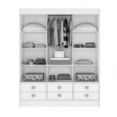 Guarda Roupa Solteiro 3 Portas De Correr 6 Gavetas Móveis Percasa Branco/azul