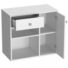 Conjunto Home Office Escrivaninha E Armário 1 Gaveta 1 Porta 2 Nichos B32 Nova Mobile Branco
