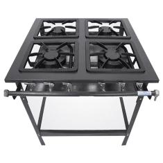 Fogão 4 Bocas 2 Duplas Stand Metal Brey Baixa Pressão 104-2d
