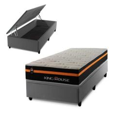 Conjunto Box Baú Sirius Preto 96x203x72 c/ Molas Ensacadas - King Hous