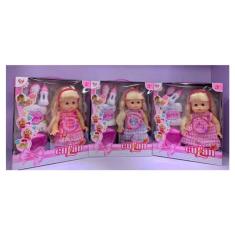 Boneca interativa com luz, som e acessórios