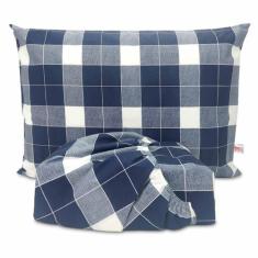 Jogo De Lençol Solteiro Elástico Algodão Pol Xadrez Listrado 2 Peças -