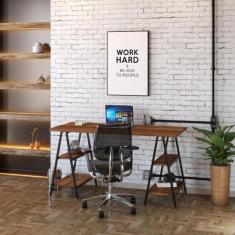 Mesa Para Escritório 1,50m Estilo Industrial Cavalete Kuadra - Compace