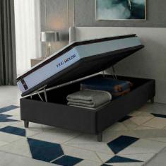 Conjunto Box Baú San Diego Branco 96x203x74 Espuma D33 - King House