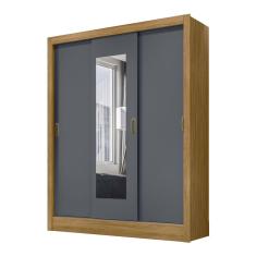 Guarda Roupa Solteiro Bolívia Freijó Cinza Com Espelho Moval