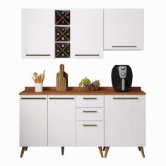 Armário De Cozinha Completa Com Adega  6 Portas 3 Gavetas Favorita Branco / Natura