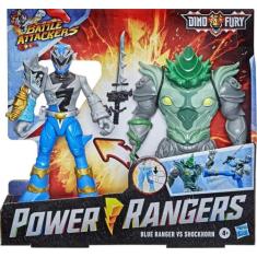 Boneco Power Ragers Dino Fury Blue Ranger E Shockhorn Hasbro