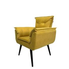 Poltrona Opala Decorativa Suede - Amarela - Cor: Amarelo