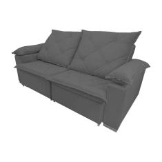 Sofá Retrátil Luxo Uruguai 2 Lugares Em Veludo Preto 1,80m - Cor: Preto