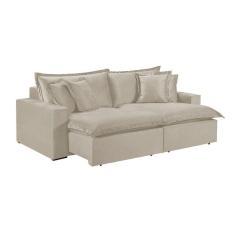 Sofá 2 Lugares Retrátil Com Encosto Fixo Linho M-145 Martins Creme