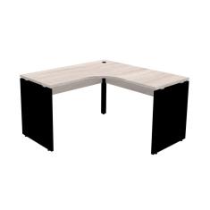 Mesa de Escritório em L Pé Painel PE25 em MDP 135 x 135 x 60 cm Cor Nogueira CasaBlanca e Base Preta