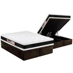 Cama Box Baú King: Colchão Espuma Castor D45 Black e White Air Double 