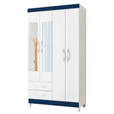 Guarda Roupa Âmbar Solteiro 4 Portas com Espelho Albatroz, Quadriflex-