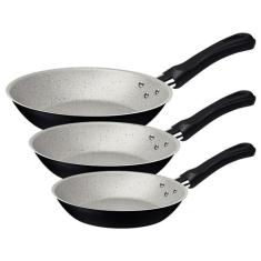 Jogo Frigideira Alumínio 3 Peças Caribe Tramontina - Preta, Preto, 16c