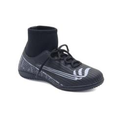 Tenis Futsal Preto Cano Alto Blank Solado Costurado e Antiderrapante, 