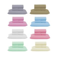 Kit Conjunto Cama Solteiro Algodão 300 Fios 3 Peças com Elástico e Fro