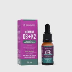 Vitamina D3 + K2 ossos saudáveis Sanavita 20 ml sabor limão, Vitamina