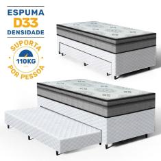 Cama Box com Colchao Espuma D33 Pillow In Anjos Ortosleep + Auxiliar de Espuma Unique Solteiro 88cm