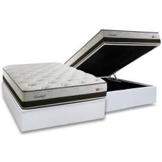 Cama Box Baú Casal: Colchão Molas Herval Maxspring Cardiff + Base Crc Courano White(138X188)