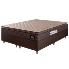 Cama Box Casal Queen Colchão Espuma D33 Pillow Top Millenium 158x198x57cm Suede Marrom Hellen