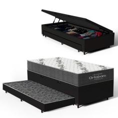 Cama Box Baú com Colchão de Espuma D33 Ortobom Airtech 100 + Auxiliar 