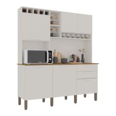 Armário De Cozinha 6 Portas 2 Gavetas New Topázio Salleto Branco