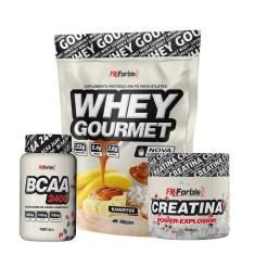 Kit Whey Protein Refil + Creatina 300g + BCAA 100 cáps Gourmet - FN Forbis Nutrition-Unissex