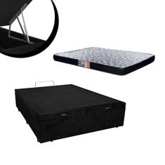 Cama Box Baú Casal Suede Bege + Colchão Espuma D28 Conforto 138x188x50