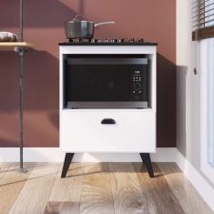 Balcão com Porta Para Forno E Cooktop 4 Bocas Bogotá Art in Móveis Branco