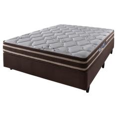 Cama Box Casal Marrom + Colchão Espuma D70/D28 Dupla Face Oakland 138x188x66cm