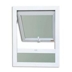 Janela de PVC Maxim-Ar 100x80cm com Bandeira e Vidro Mini Boreal ITEC Brimak Branco