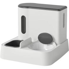 Conjunto de tigela para cães - comedouro para cães e gatos com dispensador de comida seca de 1000ml, tigelas duplas para comida e água, dispensador de comida para animais de estimação tudo-em-1, reaba