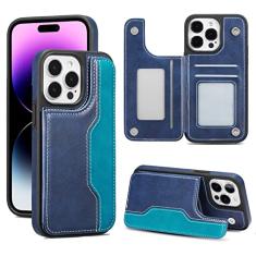 XIZYO Capa carteira para iPhone 14 Pro Max com suporte para cartão, capa de couro para celular, compartimentos para cartões, suporte, à prova de choque, bloqueio de RFID, capa protetora dupla com