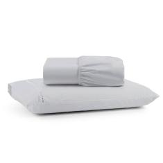 Jogo De Lençol Luiza Solteiro 2 Pçs Percal 100% Algodão 180 Fios Ponto Palito - Cinza