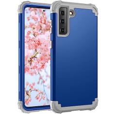 Asuwish Capa de telefone para Samsung Galaxy S21 FE 5G capa dura à prova de choque de silicone macio amortecedor híbrido três camadas aderência resistente proteção robusta S 21 EF S21FE5G UW S21FE 21S