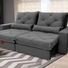 Sofá Reclinável 3 Lugares 250 Cm Nebraska Platinum Grafite