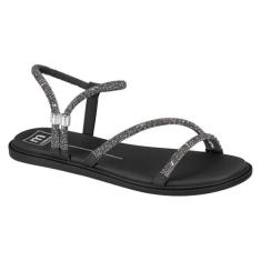 Sandália Moleca Rasteira - Feminina, Black diamond, Black, Preto, 35