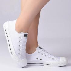 Tenis Casual Feminino e Masculino Star Moda Leve, Branco, 33/34