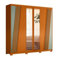 Guarda Roupa Ouro Verde Ripado com Espelho Albatroz, Cinamomo/Sálvia