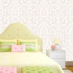 Papel De Parede Geométrico Cor Clara Autocolante Lavável - LRP