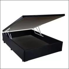 Cama Box Baú Casal Sintético Preto 138x188x39 - Lordcolchoes