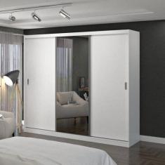 Guarda-Roupa Casal com Espelho 3 Portas de Correr 4 Gavetas 1905E1 - F