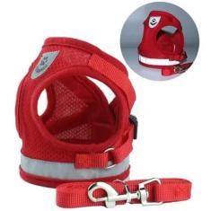 Coleira colete peitoral pet reflexivo premium + guia  anti-fuga - INVI