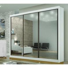Guarda-roupa São Paulo 3 Portas De Correr Com 3 Espelho 2,76m Branco