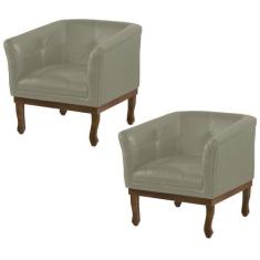 Kit 2 Poltronas Decorativa Noah Couro Fendi - Gran Belo