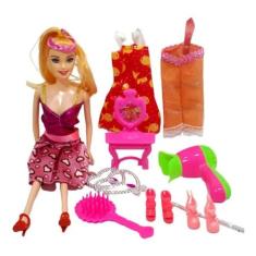Boneca Beauty Fashion Fun Flexível Com Acessórios